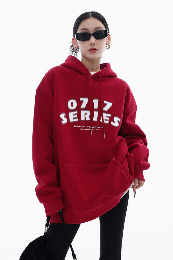 Oversized heavyweight hoodie, showcasing a minimalist graphic design