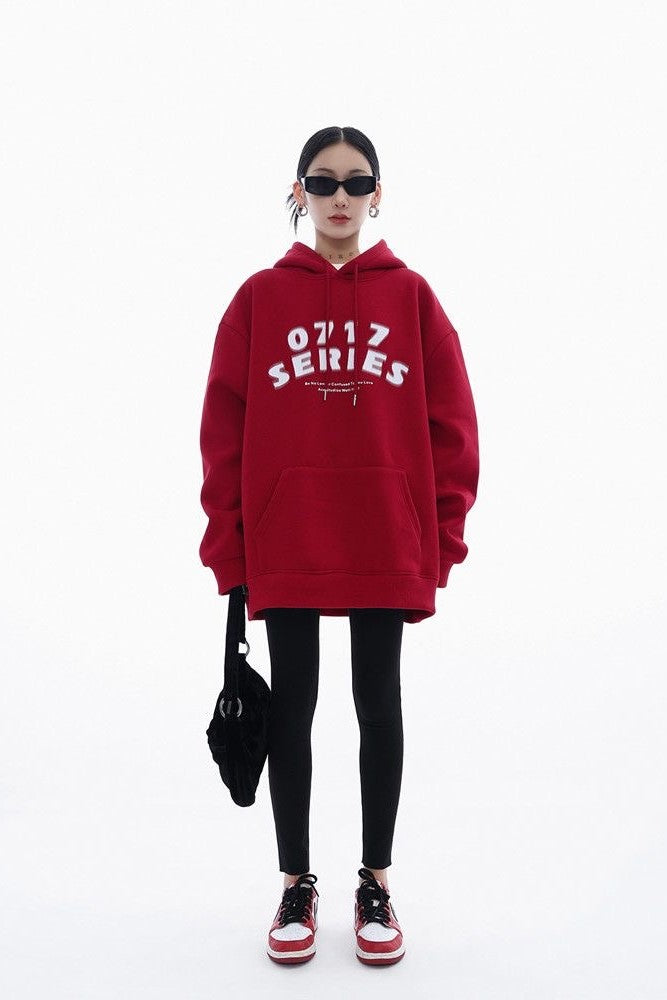 Oversized heavyweight hoodie, showcasing a minimalist graphic design