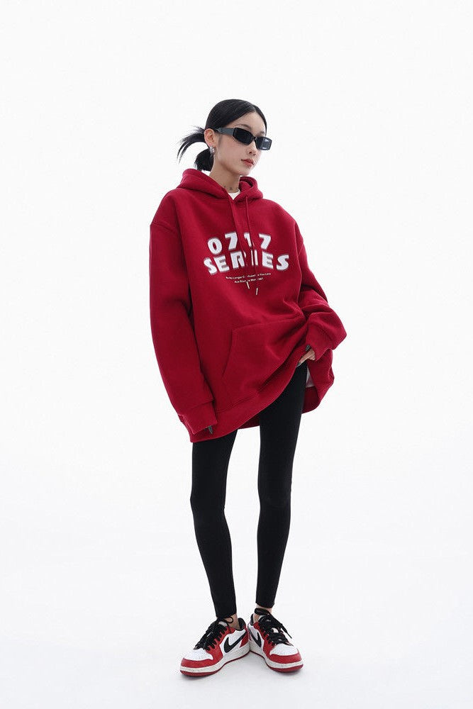 Oversized heavyweight hoodie, showcasing a minimalist graphic design