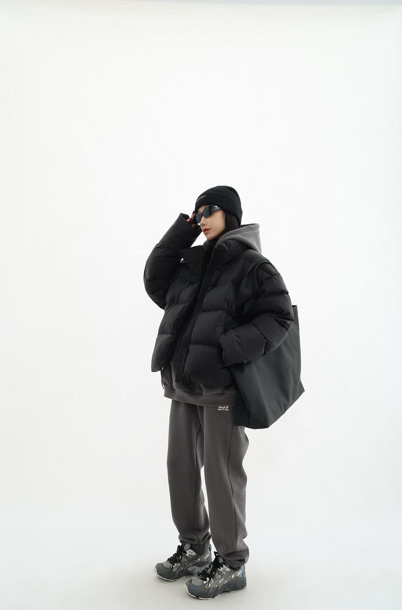 Chic Urban Contrast Layered Puffer Jacket
