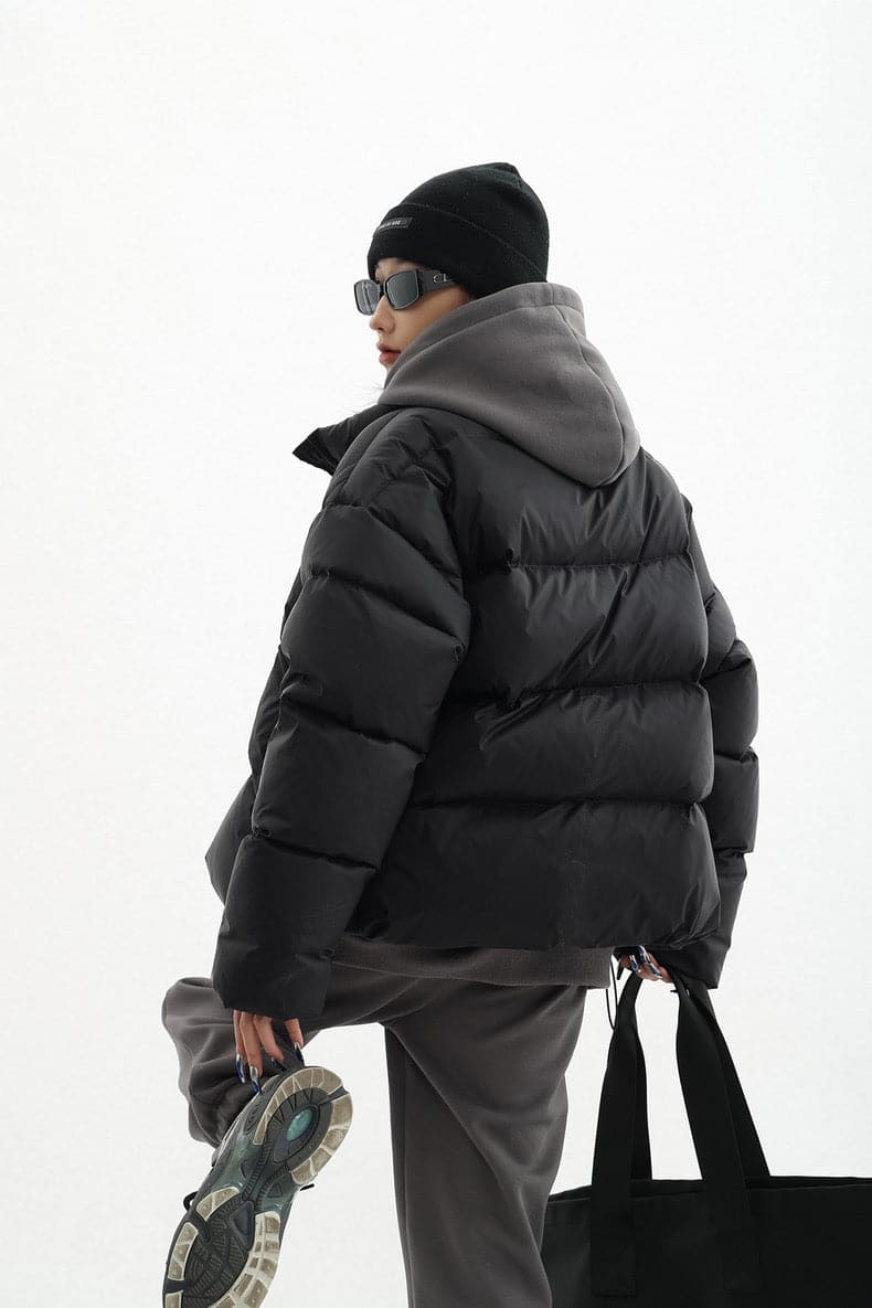 Chic Urban Contrast Layered Puffer Jacket