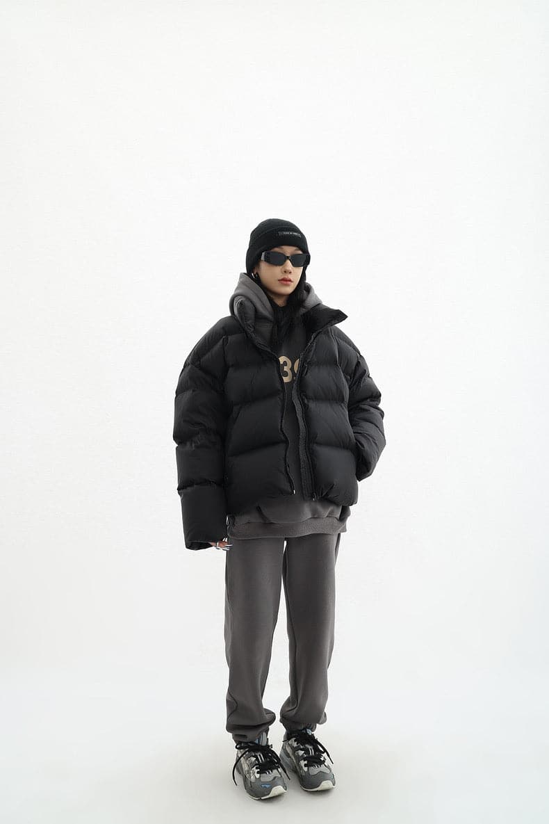 Chic Urban Contrast Layered Puffer Jacket