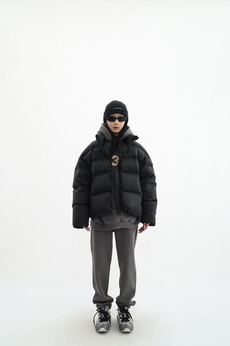 Chic Urban Contrast Layered Puffer Jacket