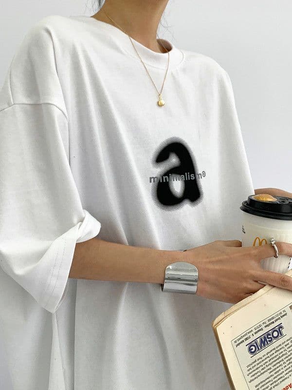 A Letter Print T-shirt - Sharbhy