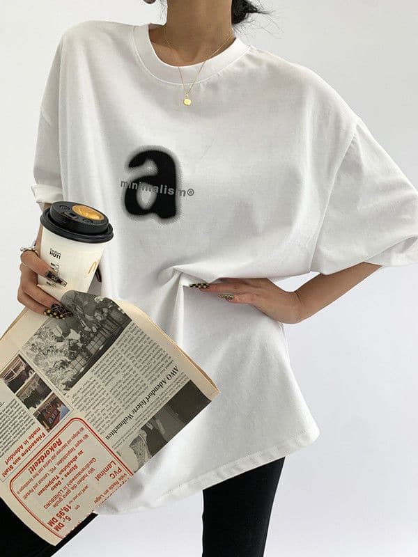 A Letter Print T-shirt - Sharbhy