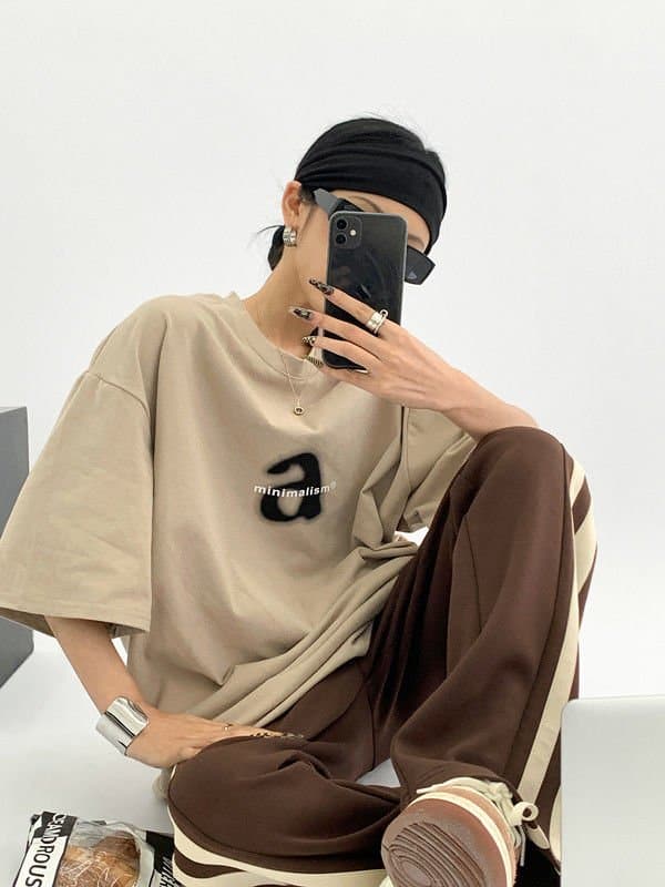 A Letter Print T-shirt - Sharbhy