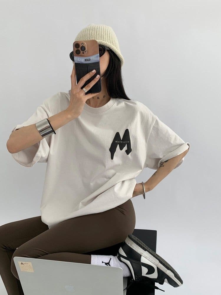 M Letter Print T-shirt - Sharbhy