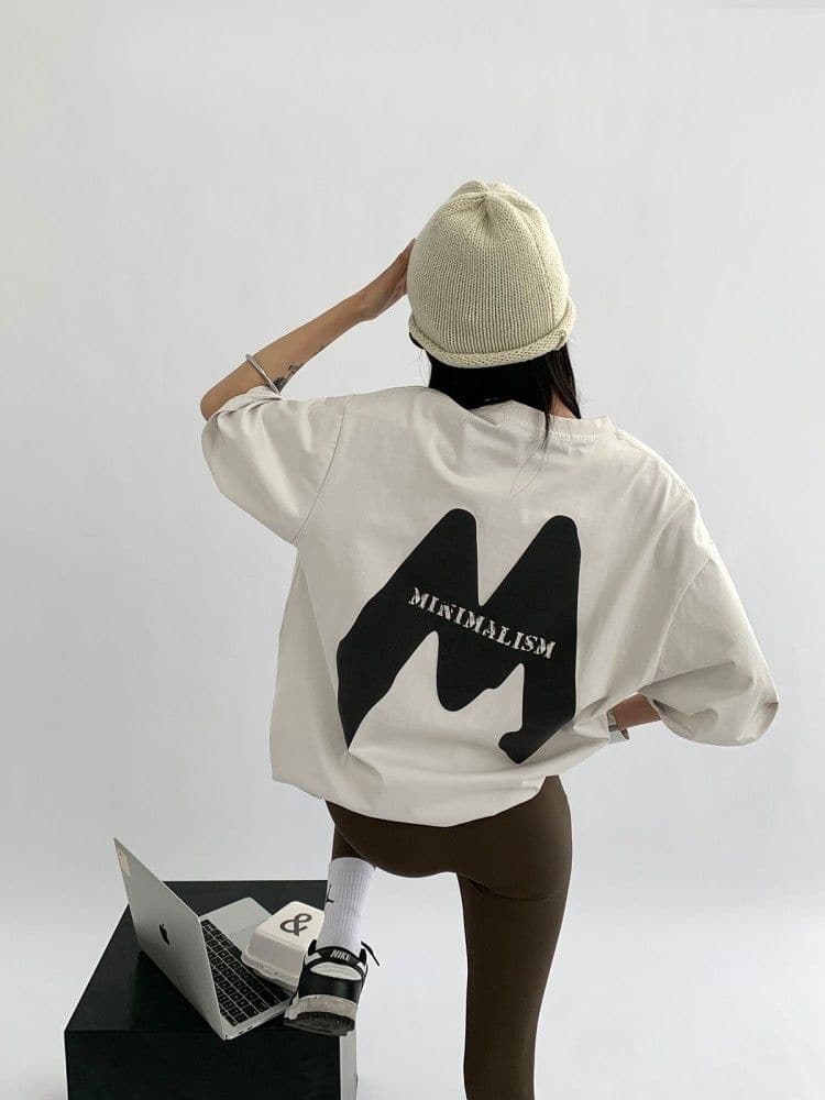 M Letter Print T-shirt - Sharbhy
