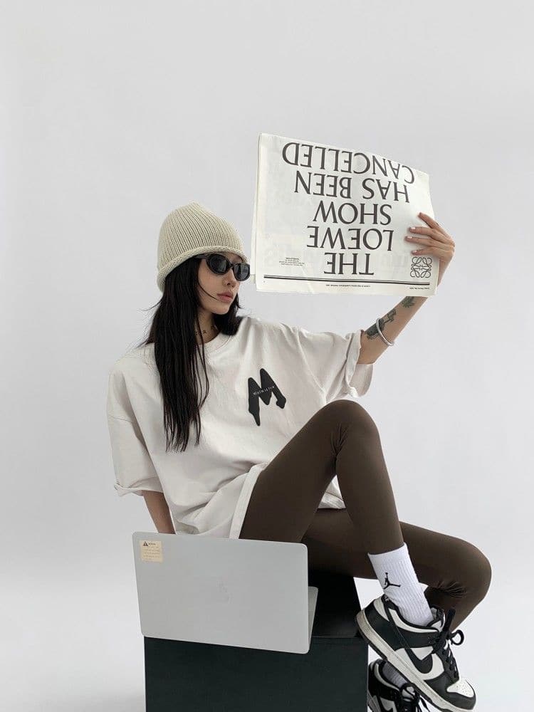 M Letter Print T-shirt - Sharbhy
