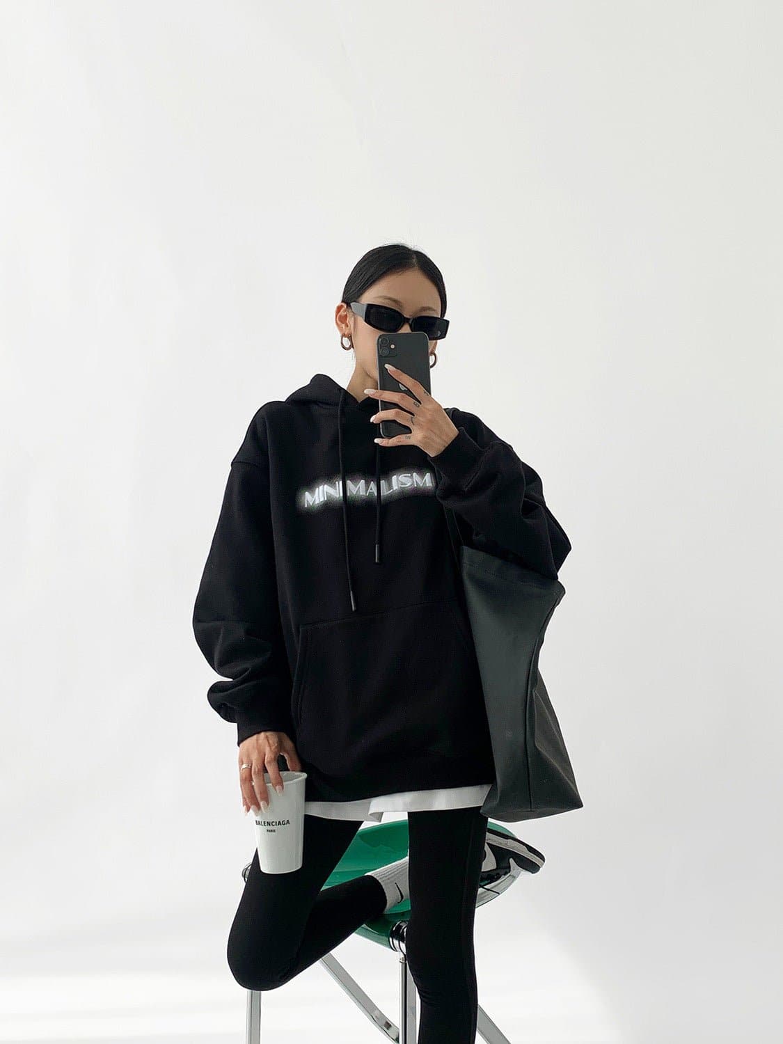 Minimalism Print Heavyweight Loose Fit Hoodie - Sharbhy
