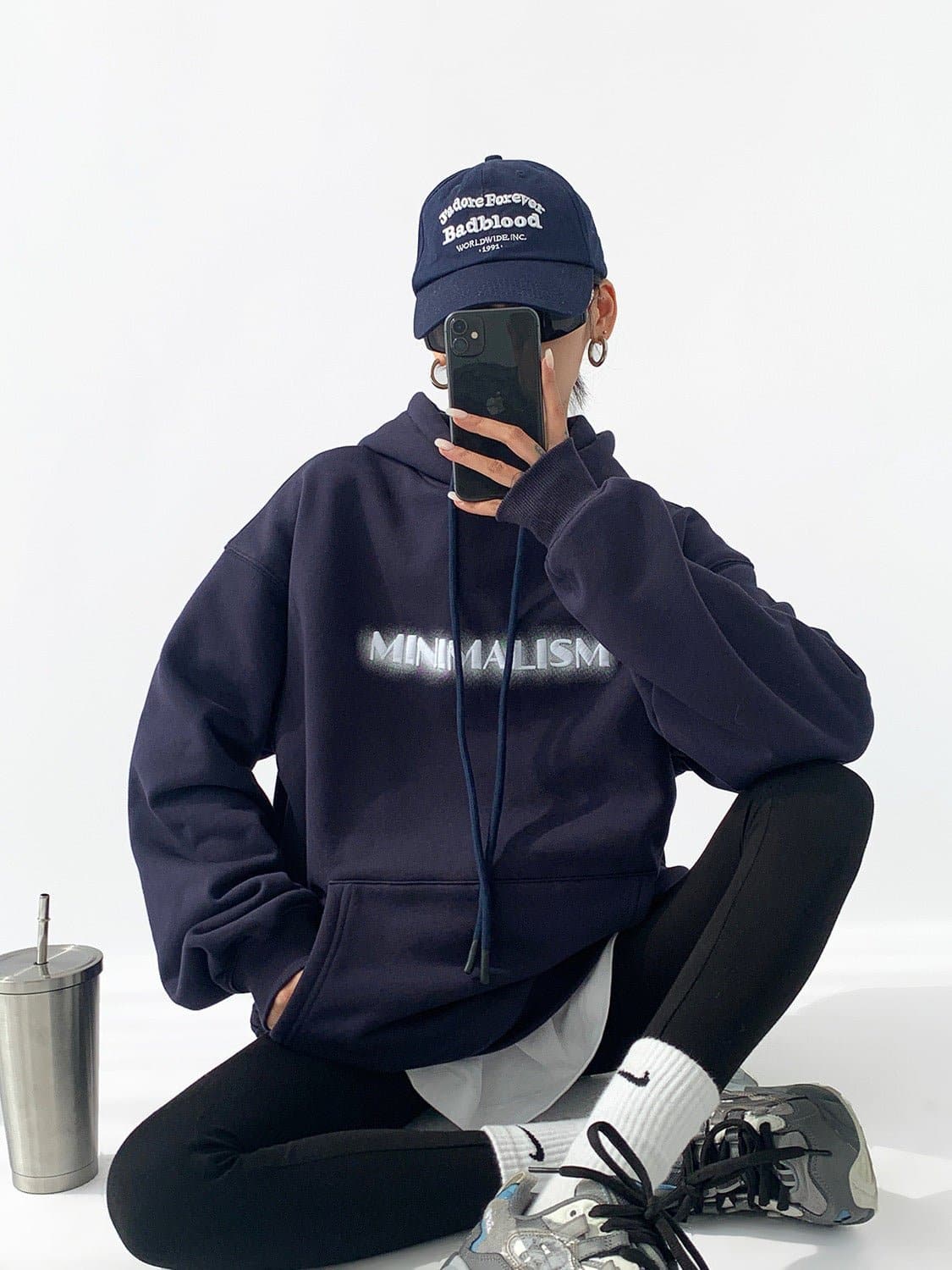 Minimalism Print Heavyweight Loose Fit Hoodie - Sharbhy