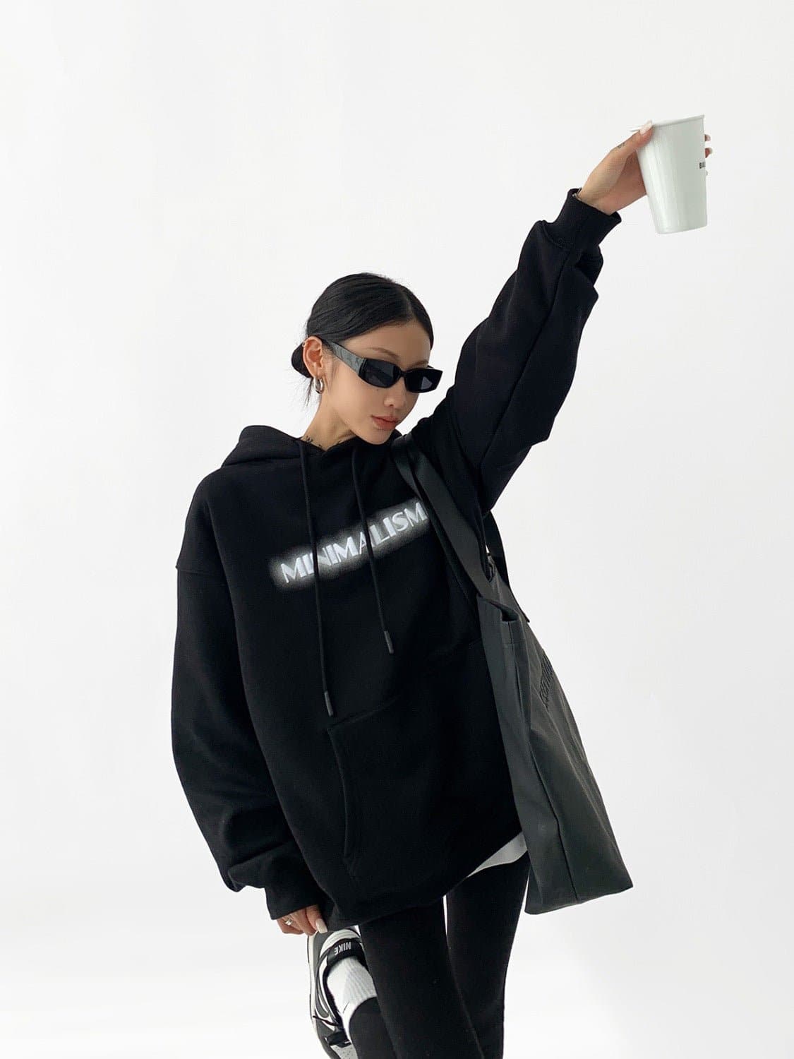 Minimalism Print Heavyweight Loose Fit Hoodie - Sharbhy