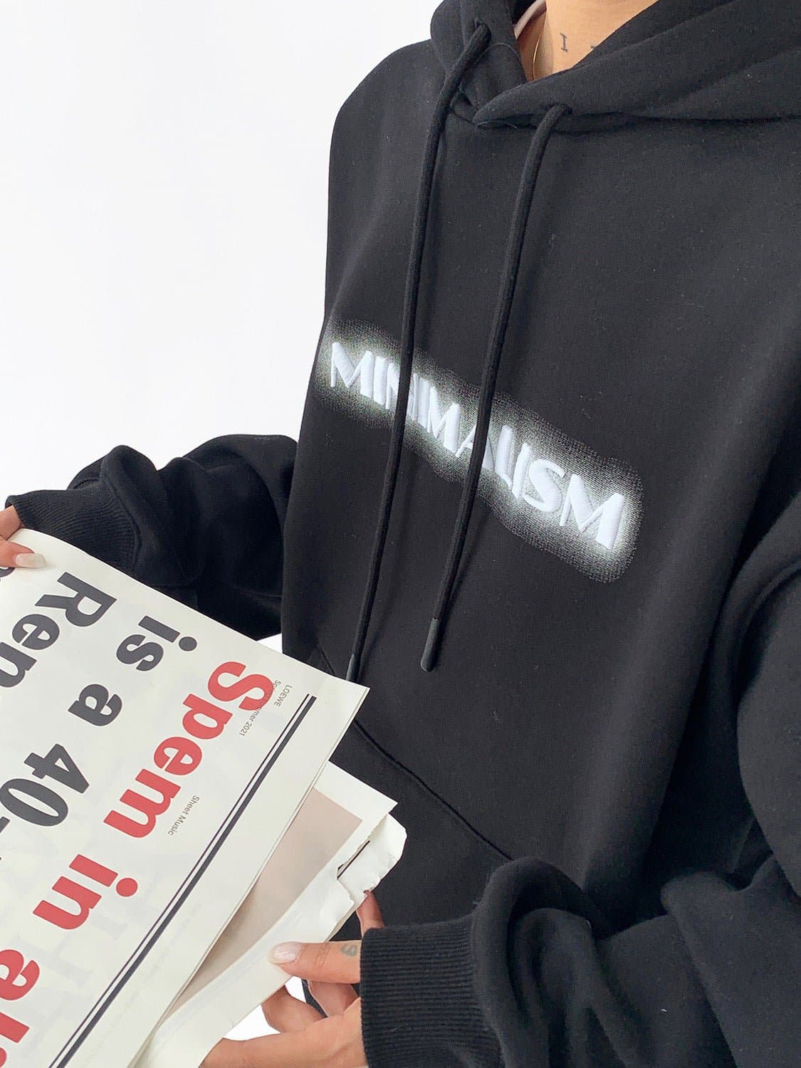 Minimalism Print Heavyweight Loose Fit Hoodie - Sharbhy