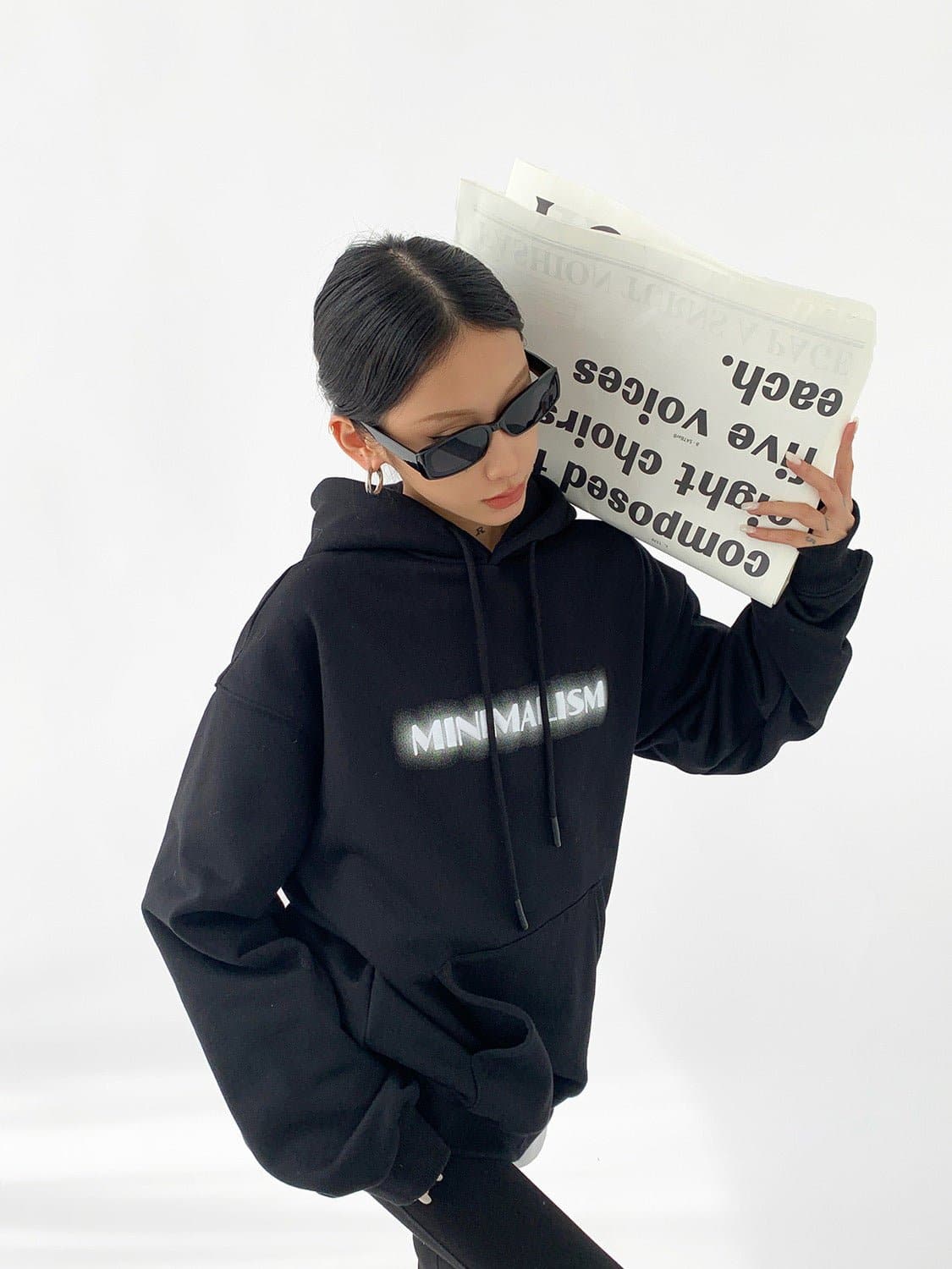 Minimalism Print Heavyweight Loose Fit Hoodie - Sharbhy