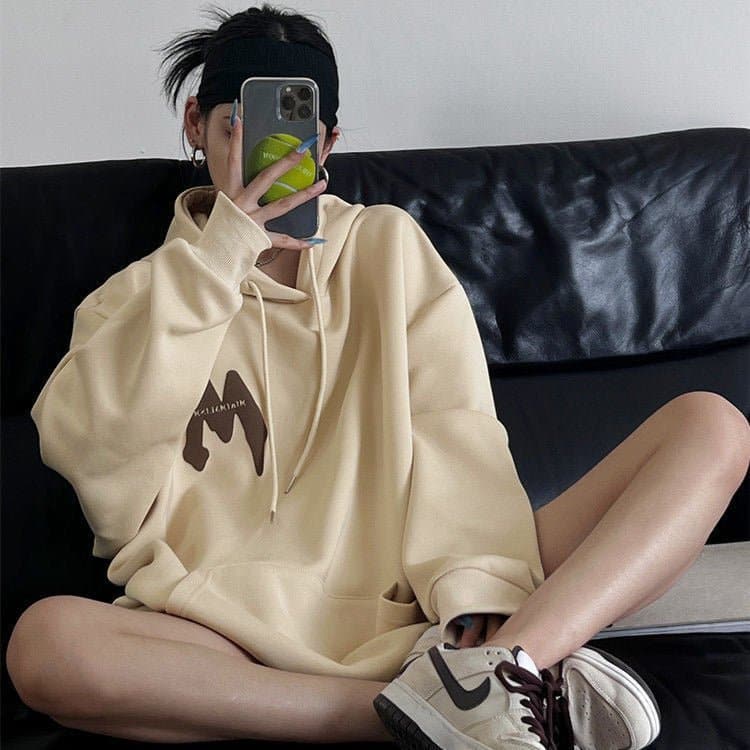 SignatureMist M Letter Loose-Fit Hoodie - Sharbhy