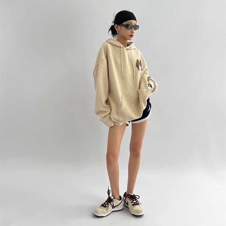 SignatureMist M Letter Loose-Fit Hoodie - Sharbhy