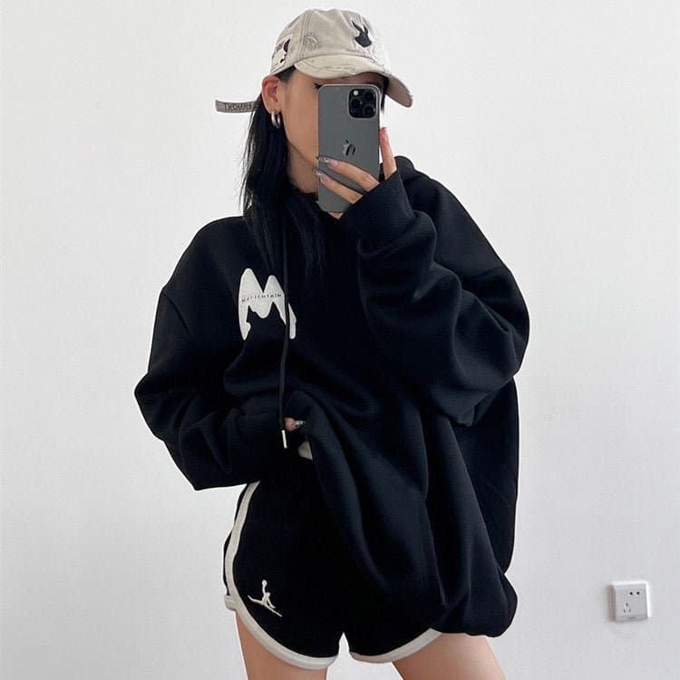 SignatureMist M Letter Loose-Fit Hoodie - Sharbhy