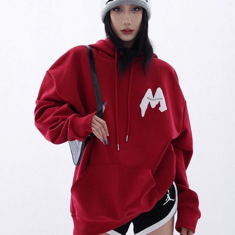 SignatureMist M Letter Loose-Fit Hoodie - Sharbhy