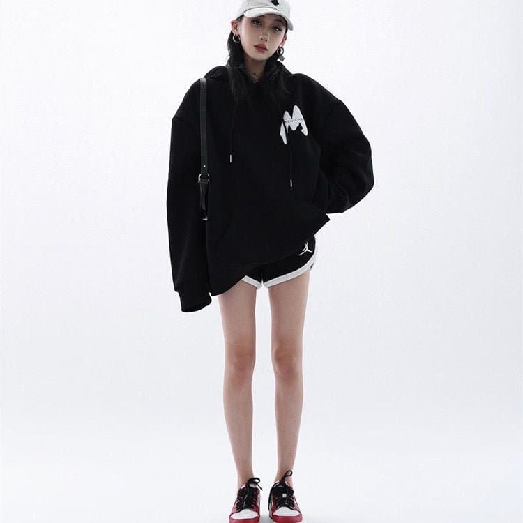SignatureMist M Letter Loose-Fit Hoodie - Sharbhy