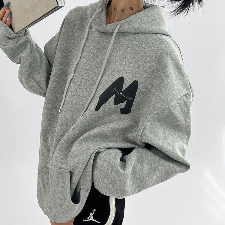 SignatureMist M Letter Loose-Fit Hoodie - Sharbhy