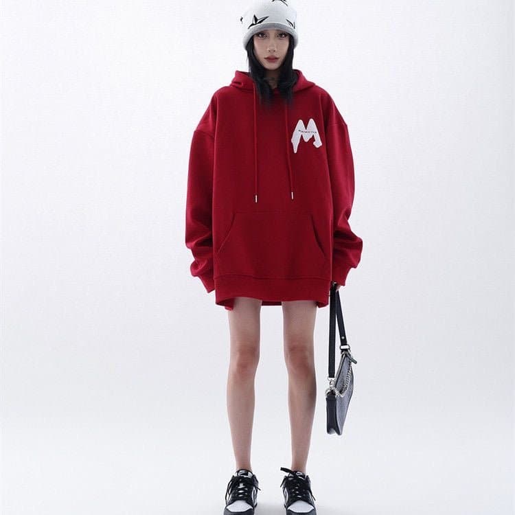 SignatureMist M Letter Loose-Fit Hoodie - Sharbhy