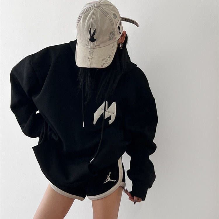 SignatureMist M Letter Loose-Fit Hoodie - Sharbhy