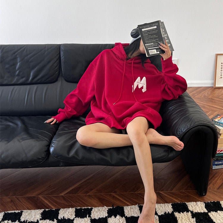 SignatureMist M Letter Loose-Fit Hoodie - Sharbhy