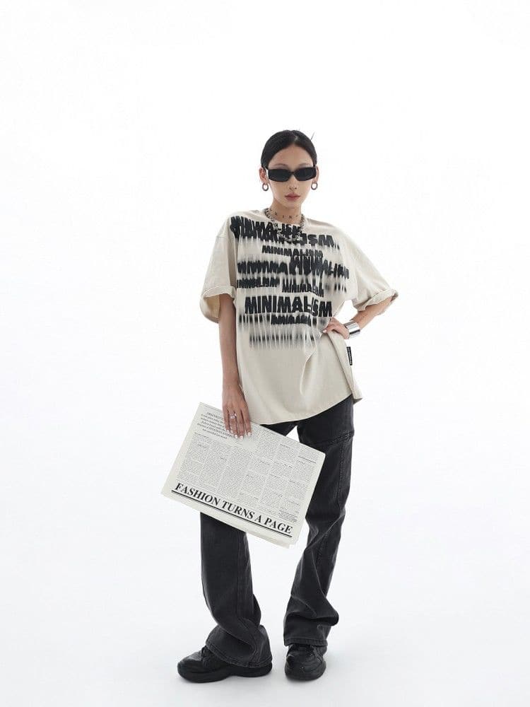 Streetwear Fuzzy Shadow Printed Cotton T-Shirt - Sharbhy