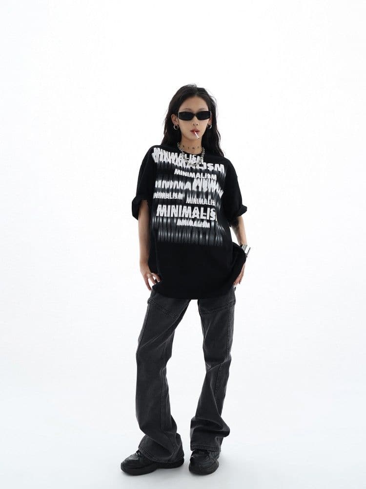 Streetwear Fuzzy Shadow Printed Cotton T-Shirt - Sharbhy