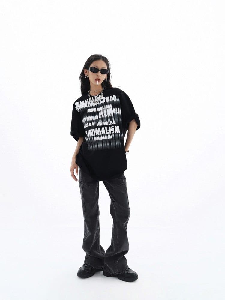 Streetwear Fuzzy Shadow Printed Cotton T-Shirt - Sharbhy