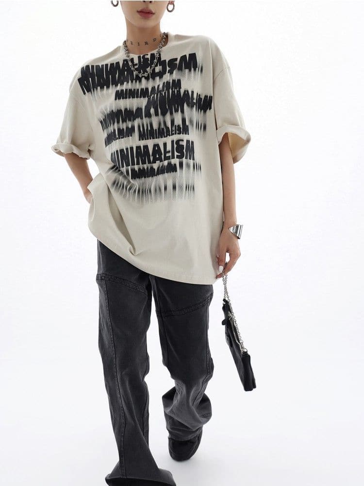 Streetwear Fuzzy Shadow Printed Cotton T-Shirt - Sharbhy