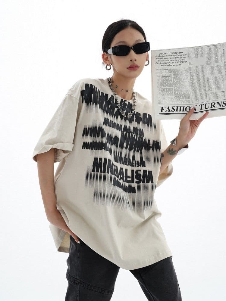 Streetwear Fuzzy Shadow Printed Cotton T-Shirt - Sharbhy