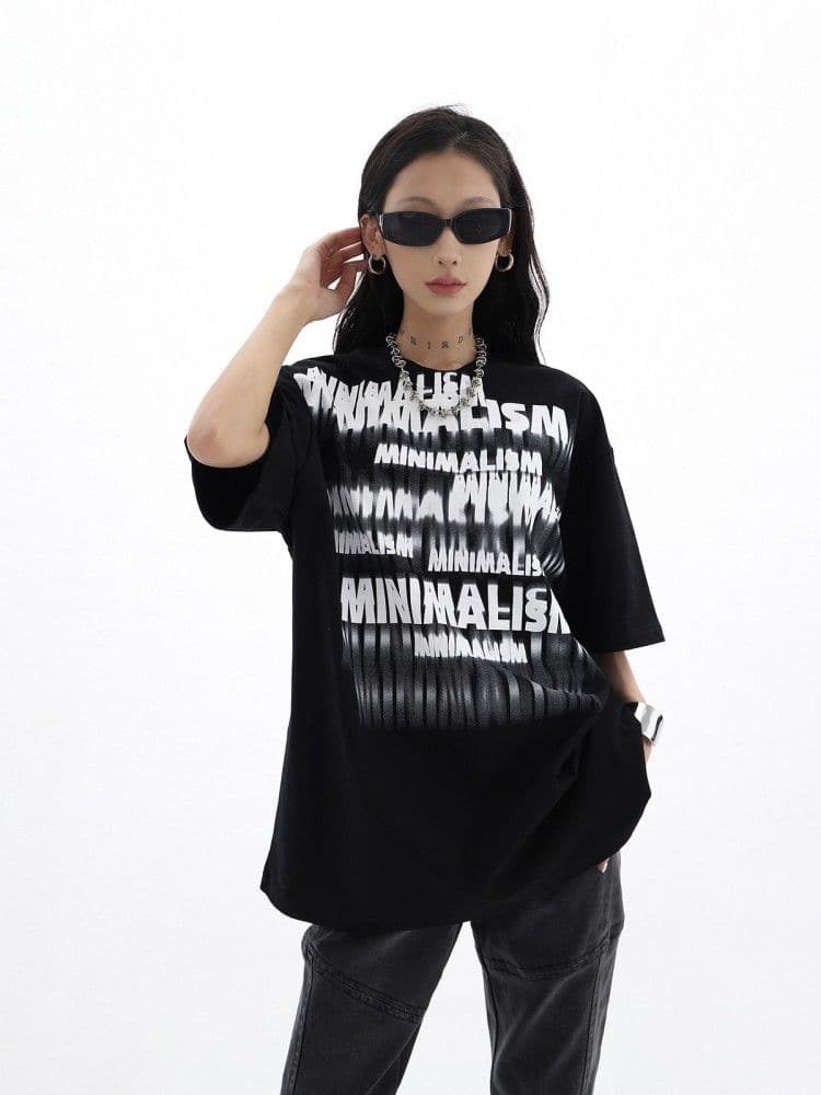 Streetwear Fuzzy Shadow Printed Cotton T-Shirt - Sharbhy