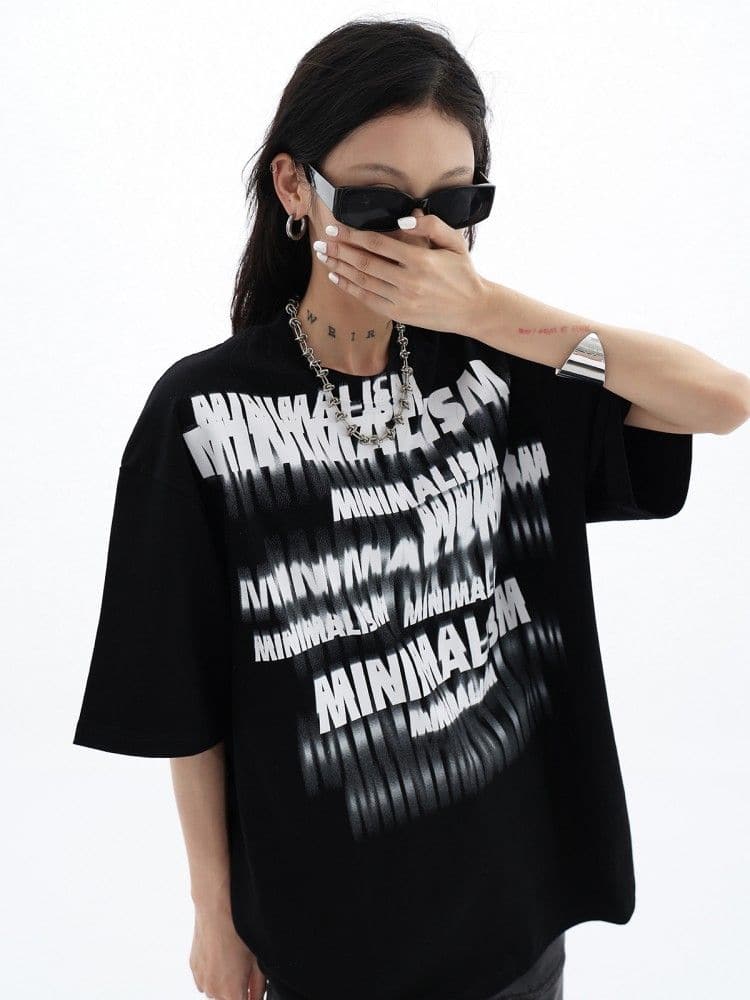 Streetwear Fuzzy Shadow Printed Cotton T-Shirt - Sharbhy