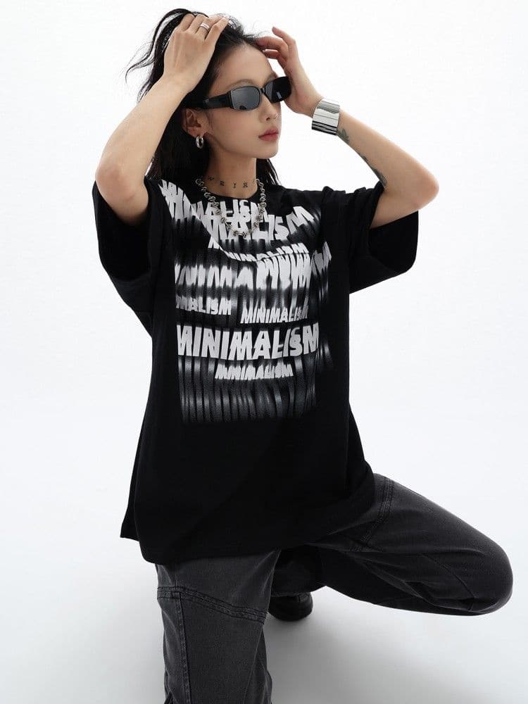 Streetwear Fuzzy Shadow Printed Cotton T-Shirt - Sharbhy
