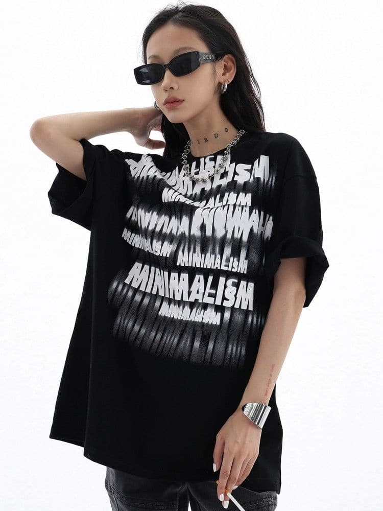 Streetwear Fuzzy Shadow Printed Cotton T-Shirt - Sharbhy