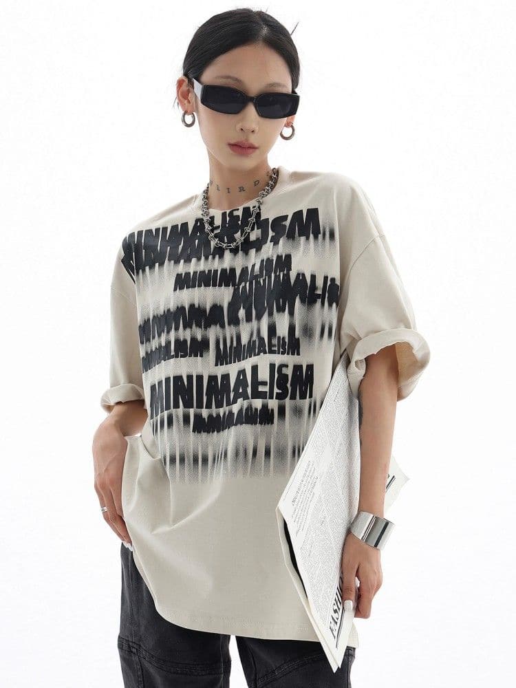 Streetwear Fuzzy Shadow Printed Cotton T-Shirt - Sharbhy