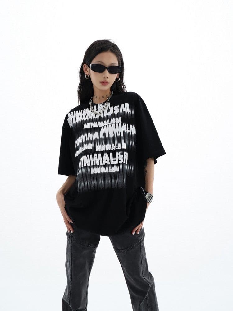 Streetwear Fuzzy Shadow Printed Cotton T-Shirt - Sharbhy