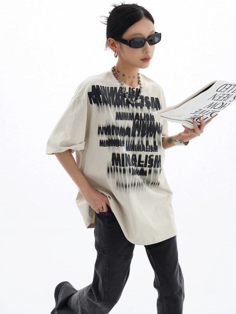 Streetwear Fuzzy Shadow Printed Cotton T-Shirt - Sharbhy