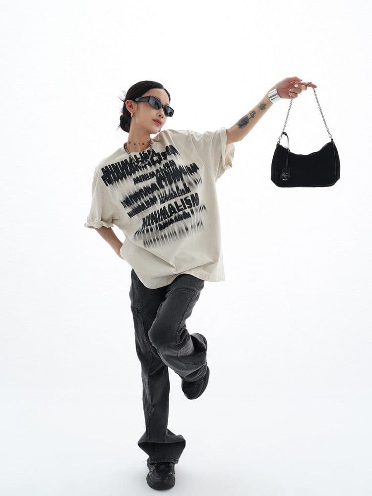 Streetwear Fuzzy Shadow Printed Cotton T-Shirt - Sharbhy