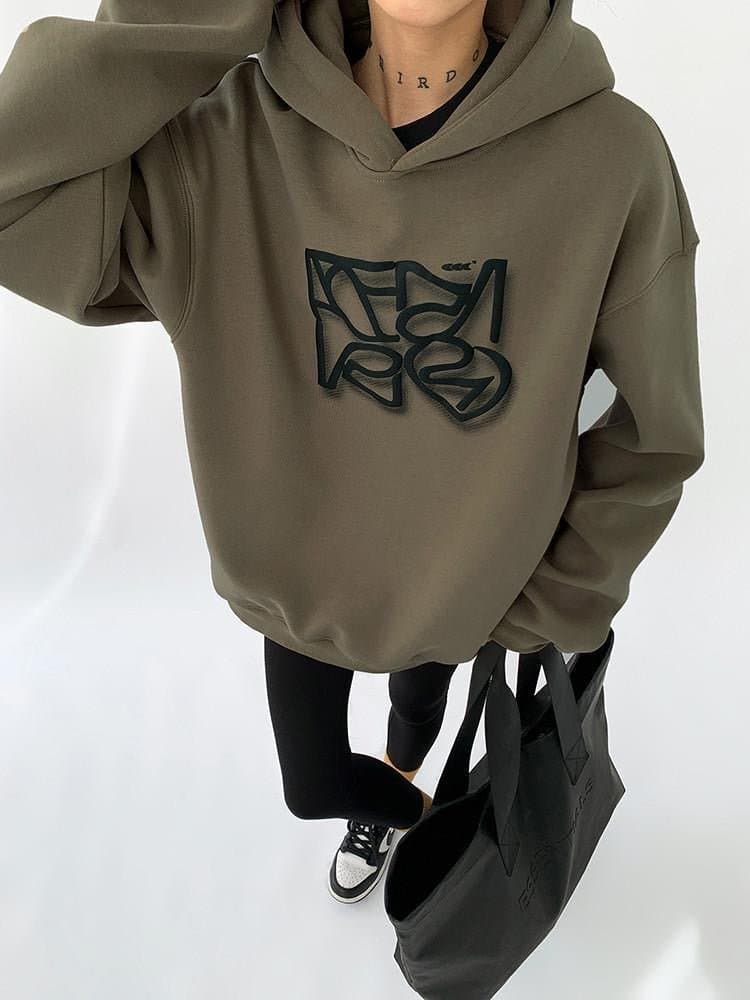 Typography Trend Heavyweight Loose Fit Hoodie - Sharbhy