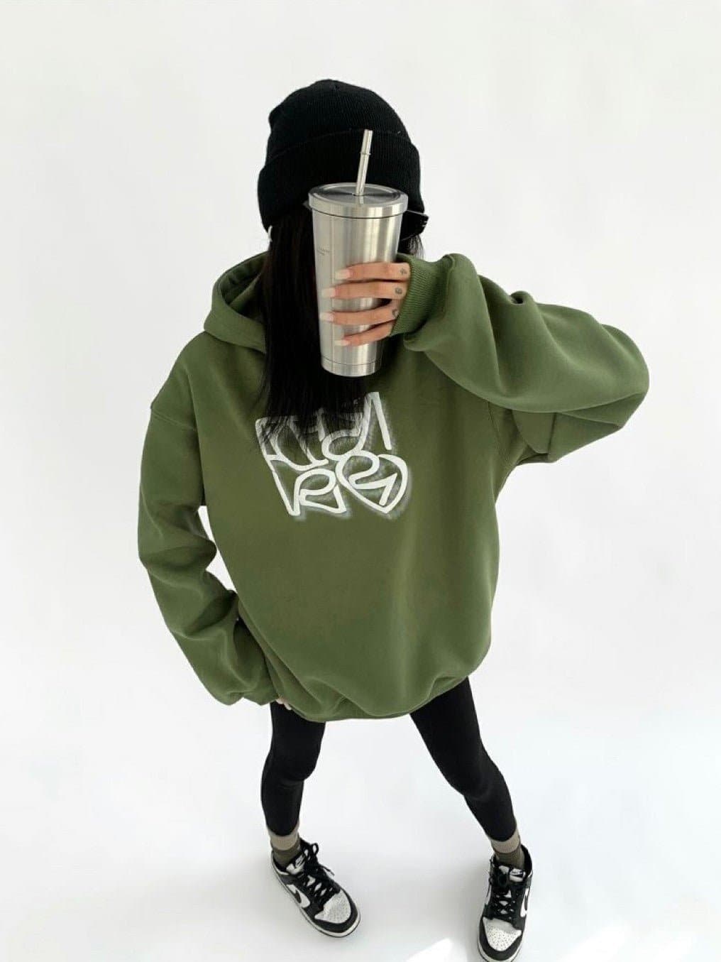 Typography Trend Heavyweight Loose Fit Hoodie - Sharbhy
