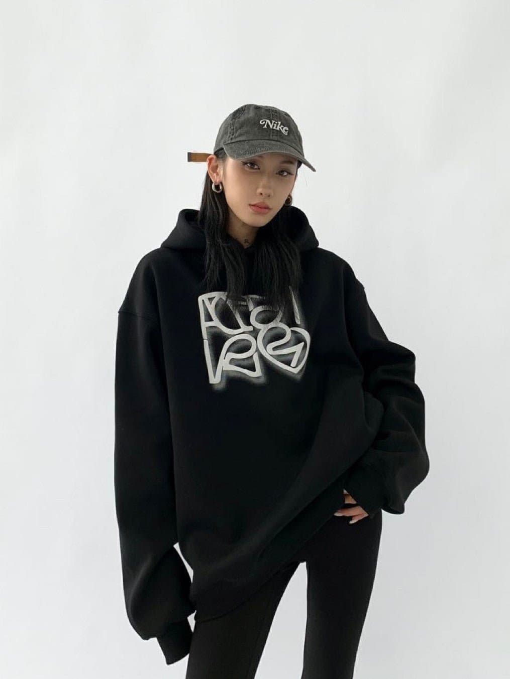 Typography Trend Heavyweight Loose Fit Hoodie - Sharbhy