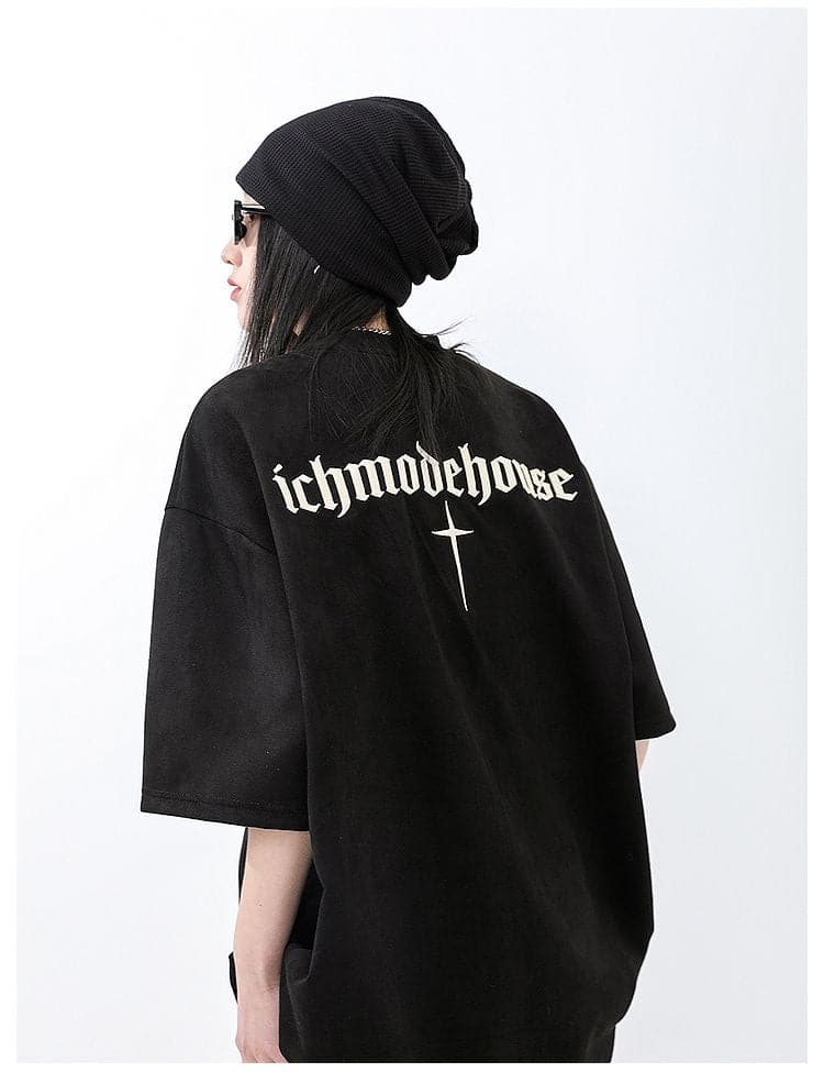 Velvet Embroidered Short Sleeve Shirt - Sharbhy