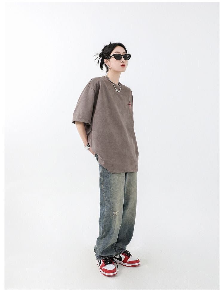 Velvet Embroidered Short Sleeve Shirt - Sharbhy