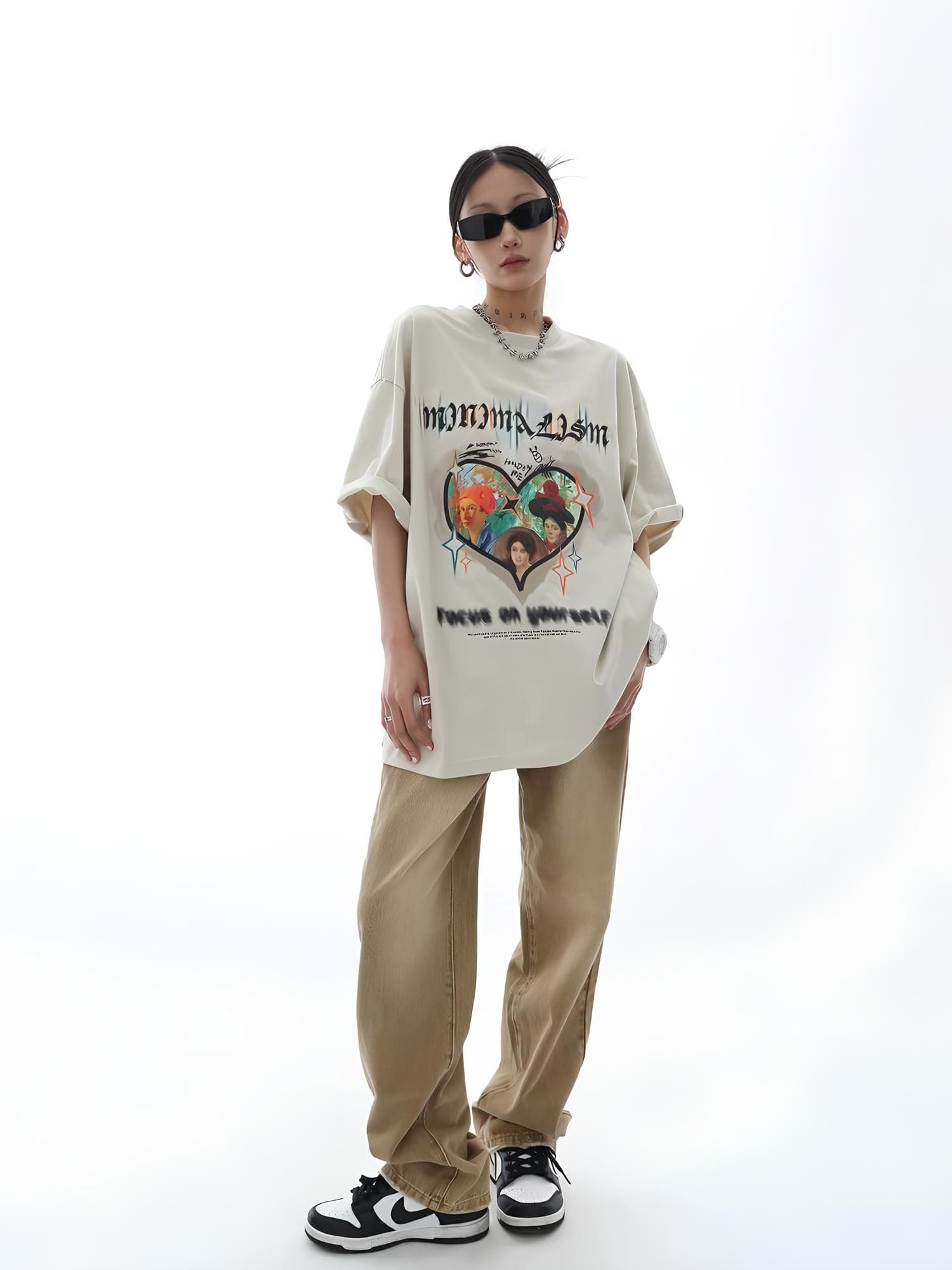 Vintage Heart Print Cotton T-shirt - Sharbhy