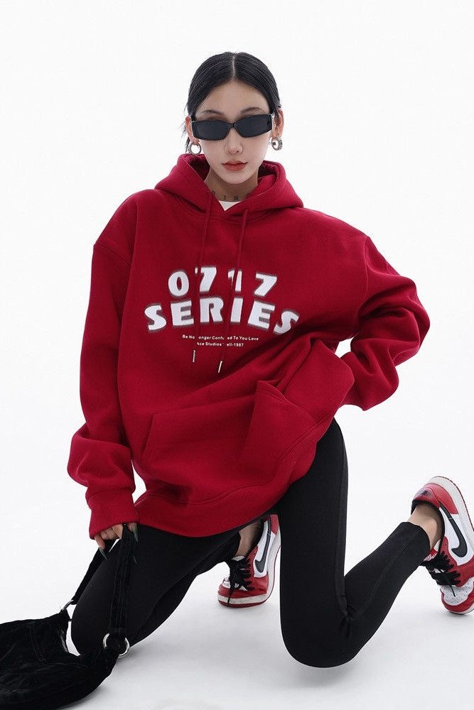 Oversized heavyweight hoodie, showcasing a minimalist graphic design