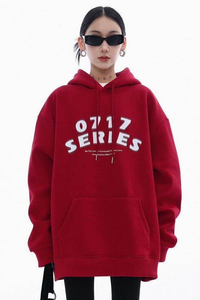 Oversized heavyweight hoodie, showcasing a minimalist graphic design