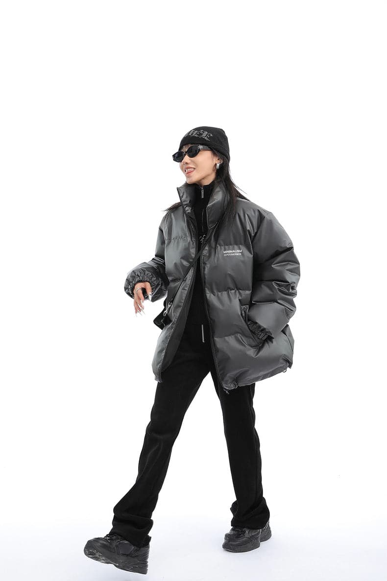 Minimalist Statement Print Puffer Jacket