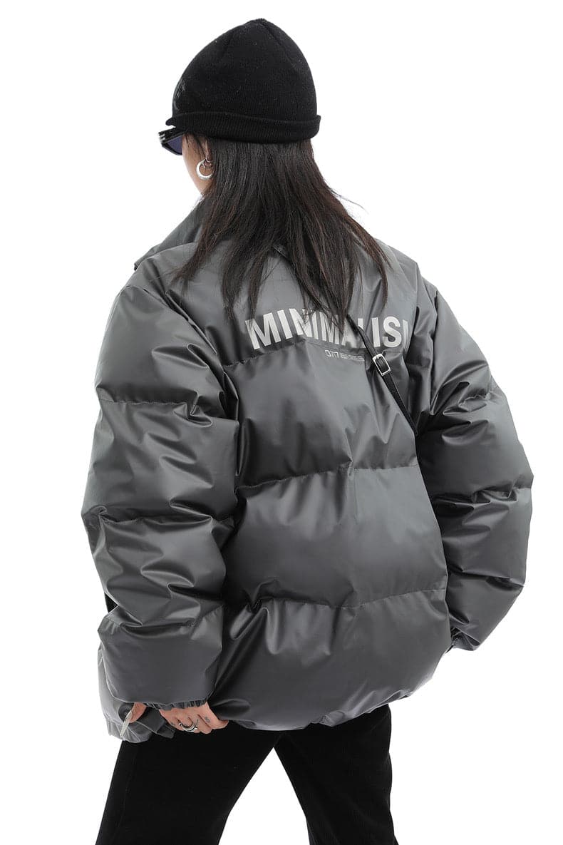 Minimalist Statement Print Puffer Jacket